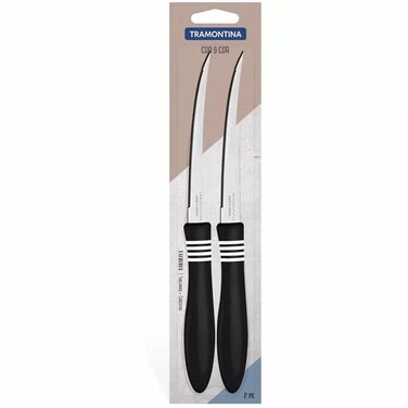 Tramontina Cor And Cor Steel Knife Set Of 2 Pcs Perfect Daily Use Knife, Stainless Steel Blades Polypropylene Handles