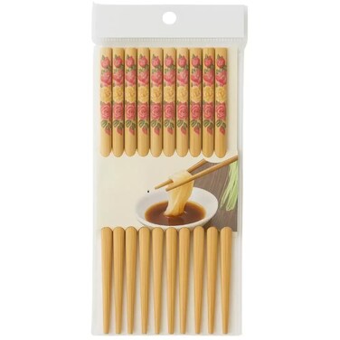Eco Friendly Reusable Natural Bamboo Chopsticks Round With Floral Pattern- 20Pcs