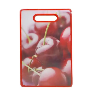 Plastic Printed Utility Cutting Board With Easy Grip Handle For Kitchen- Red