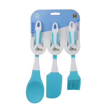 Silicone Spatula Set Heat Resistant Silicone Baking Spatulas And Oil Brush- Blue