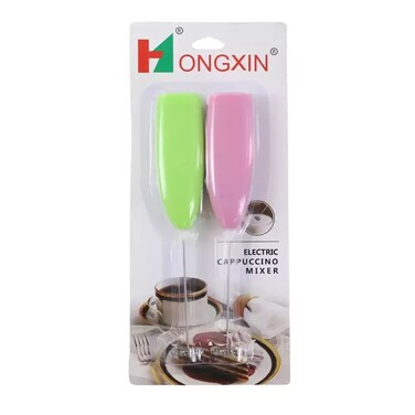 Handheld Mini Electric Mixer, 2pcs Coffee Cappuccina Maker Milk Frother- Green And Pink