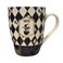 Ceramic Black and White Checkboard Designed Coffee Mug with Handle- Black