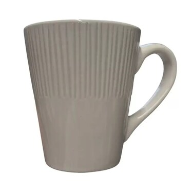 Straight Line Pattern Ceramic Coffee Mug with Handle- Grey