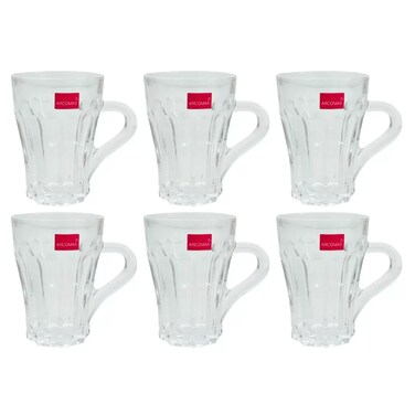 Max Iman Clear Color Glass Mug Set with Handle for Coffee Tea - 6pcs