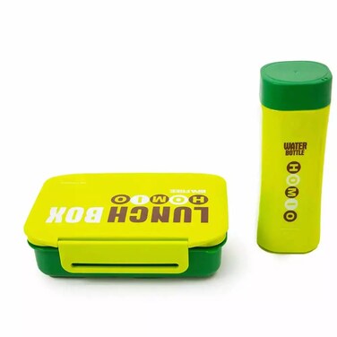 Microwave Safe Airtight Lunch Box And Water Bottle Set With Double Lock For Office,School,Home - Green Color