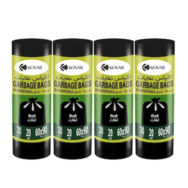 Day To Garbage Roll, Heavy Duty Trash Bag, 30 Gallon, 20 Sheets, Garbage Bag Black, Small, Pack of 4- 60X90cm