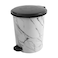 White Marble Design Plastic Waste Bin Reusable Round Garbage Container- 12Ltr
