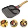 Non Stick Coated Frying Pan With 2 Round Compartments For Eggs- Black