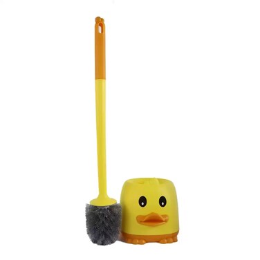 Cute Yellow Duck Designed Toilet Bowl Cleaning Brush And Holder With Detachable Handle