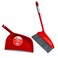 Kovar Table Dustpan And Sweeping Long Handle Brush Set With Long Bristle- Red