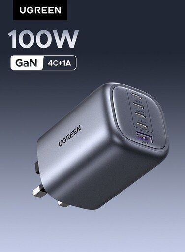 100W 4C1A Charger Type C GaN Adapter USB C Wall Plug Gray