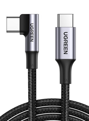USB C to USB C Cable Right Angle 1M 100W 5A PD Fast Charge Type C 90 Degree Black