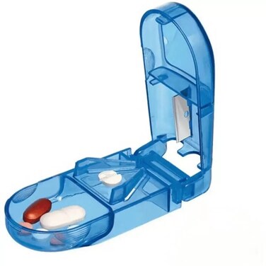 Italo Plastic Pill Medicine Slitter With Stainless Steel Blade For Cutting Small Or Large Pills- Blue