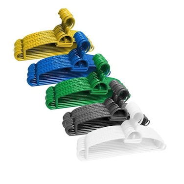 Plastic Hanger Set For Clothes Multicolour - 24Pcs (Customer May Receive Any Color)