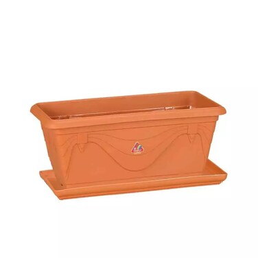 Plastics Petunia Window Garden Small Pot With Tray For Indoor And Outdoor Plant Decoration, Brown, Height- 7 Inch