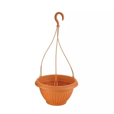 Hanging Planter Basket Indoor Outdoor Plastic Plant Flower Hanging Pots Garden Decor For Balcony Garden, Brown