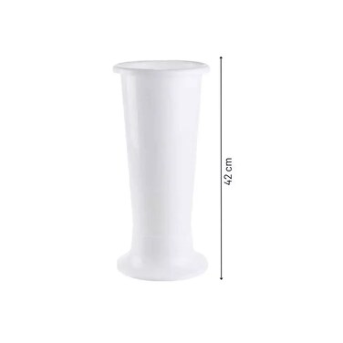 Long Plastic Flower Pot With Stand For Home And Office Decoration, White, Size- 42Cm