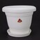 Plastic Garden Pots Containers Tree Planters With Tray, White- 14X12 Cm