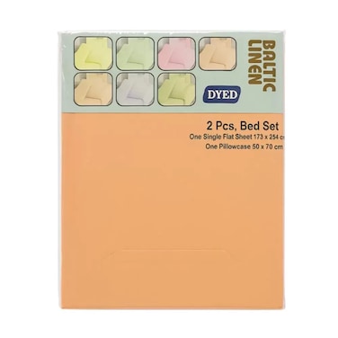 Linen Bedsheet Set With 1 Bedsheet And 1 Pillow Case Orange