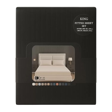 Kovar King Size 3Pcs Fitted Bed Sheet Set 200X200Cm With Pillow Cover 50X75Cm Black