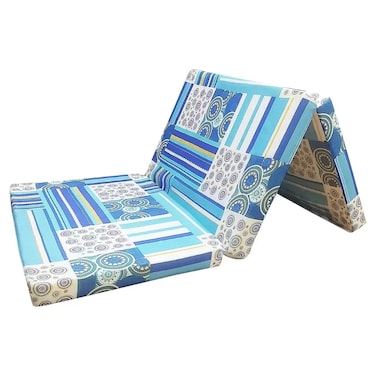 Single Bed Tri Pieces Folding Foam Mattress With Cover For Travel Camping 180X90Cm
