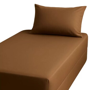 Kovar Single Fitted Bed Sheet Set 120X200Cm With Pillow Cover 50X75Cm Brown