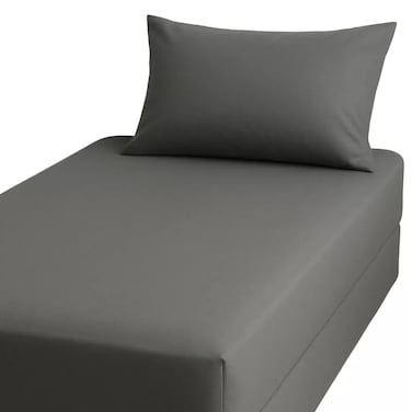 Kovar Single Fitted Bed Sheet Set 120X200Cm With Pillow Cover 50X75Cm Gray