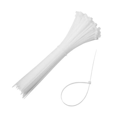 Self Locking White Nylon Wire Zip Cable Ties 3.5X350Mm- 100Pcs