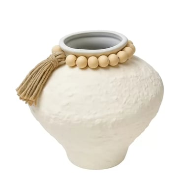 Ceramic Modern Vintage Faux Peony Flower Vase- Ivory