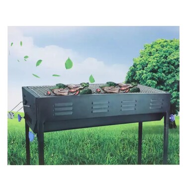 Portable Japanese Bbq Double Layer Structure Foldable Charcoal Bbq With Stand Tl-670- Black