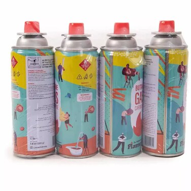 Butane Gas Cartridge 4Pcs, Elegant Portable Stove Gas (4X220G), High Performance Gas Mixture Gas For Stove