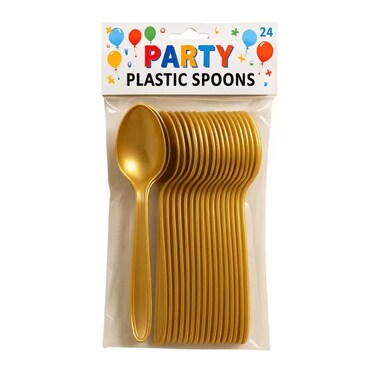 Heavy Duty 10Cm Plastic Mini Disposable Spoon 24Pcs- Golden Pack Of 3