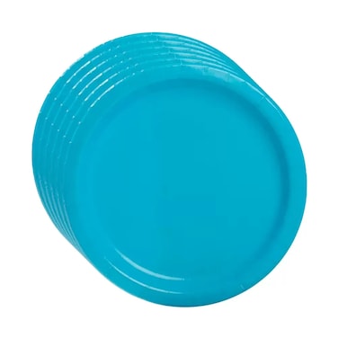 Mini Disposable Paper Plates 7Inch Party Tableware With Rim 6Pcs- Blue Pack Of 3