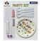 Star Printed Happy Birthday Party Tableware Disposable Kit With Plates, Spoon, Candle, Knife And Candle Stand Pack Of 3