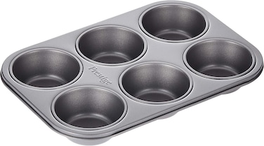Prestige Carbon Steel 6 Cup Muffin Pan, Premium Non-Stick Coating, Easy Release Cake and Pastries- 28611