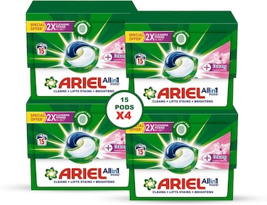 Floral Breeze All-in-1 Pods, 15 count, Laundry Detergent Pods, (Pack of 4), 60 Pods
