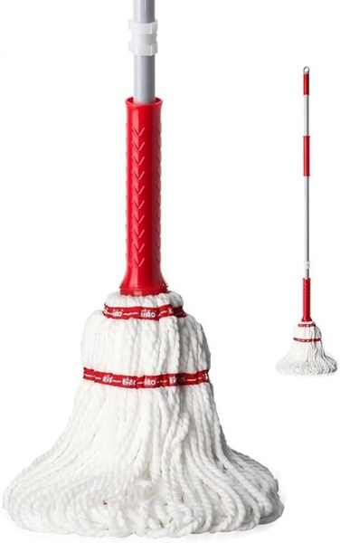 Liao Microfiber mop head metal handle Self-lock function 130cm-Red&amp;White