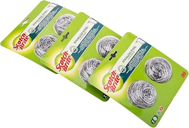 Stainless Steel Scrubber Extra Strong &amp; Long Lasting 6units (3*2piece Pack)