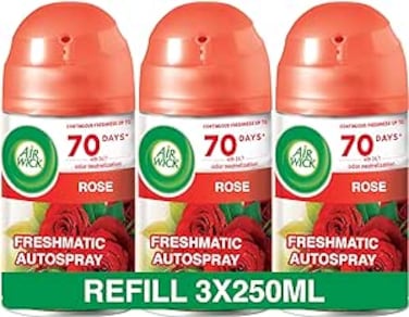 Air Wick Freshmatic Autospray Refill Rose Fragrance Eliminates Bad Odour like Cat Litter Smell 250 ml (Pack of 3)
