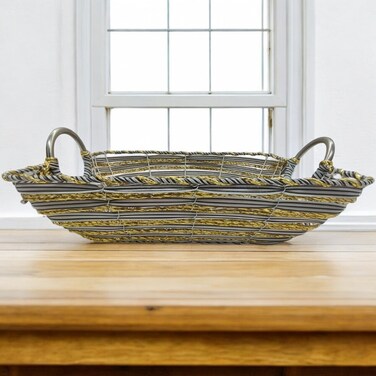 AKDC Wicker Basket Natural Study Willow Basket Vintage-Style Picnic Basket With Handle  37cmX27cmX10cm