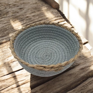 AKDC Cotton Rope Baskets Bowl Shape Storage Basket Organizing other Items 18cmX7cm (Medium)