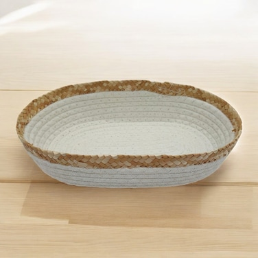 AKDC Storage Basket Organizing Large Basket Decorative Rectangle Basket Oval 30cmX20cmX8cm (White) Large