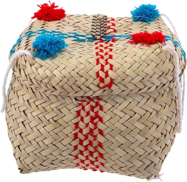 AKDC Rattan Bag W/Cover 15Cm X 18Cm X 14Cm Beige