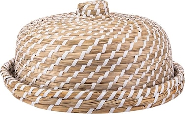 AKDC Round Rattan Tray 31Cm X 31Cm X 12Cm Honey Brown