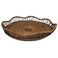 AKDC Rattan Serving Tray Hand Woven Serving Basket Flat Wicker Fruit Bread 24CM(Brown)