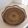 AKDC Rattan Serving Tray Hand Woven Serving Basket Flat Wicker Fruit Bread 24CM(Brown)