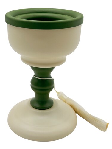 Akdc Metal Incense Burner 8Cm*12.5Cm, Ivory/Green