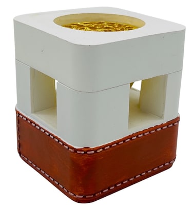 Akdc Diamond Shaped Incense Burner 11Cm*10Cm*9Cm, Gypsum Material, White/Dark Brown