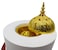Akdc Cap Shaped Incense Burner 11Cm*13Cm*11.5Cm, Gypsum Material, White/Dark Brown