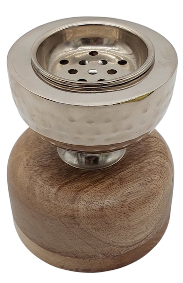 Akdc Wooden And Metal Incense Burner 12Cm*13Cm, Silver/Wood